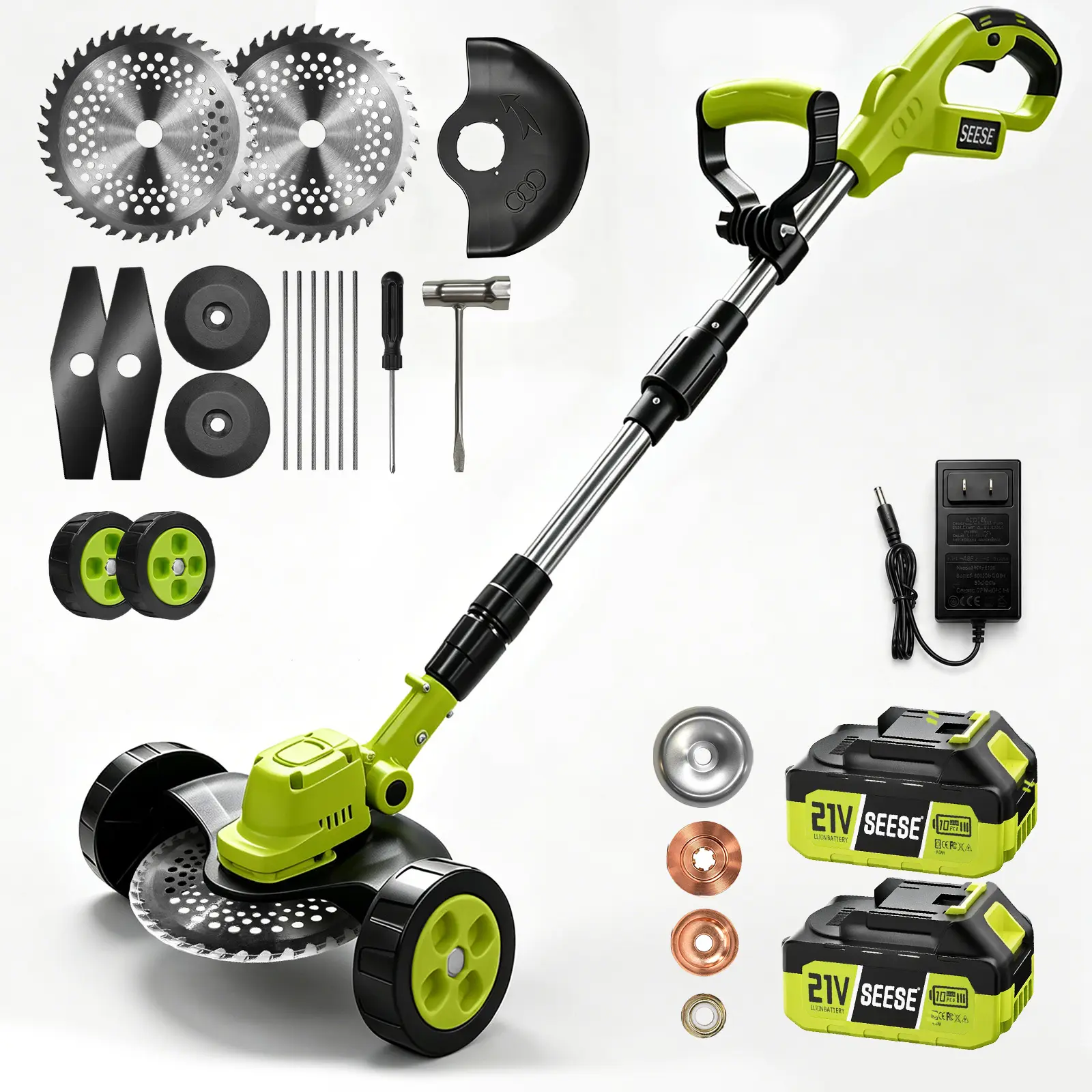 SEESE 3-in-1 Cordless Lawn Mower | 21V Battery Kit – Trimmer, Edger & Mower Combo, Lightweight for Small to Medium Yards