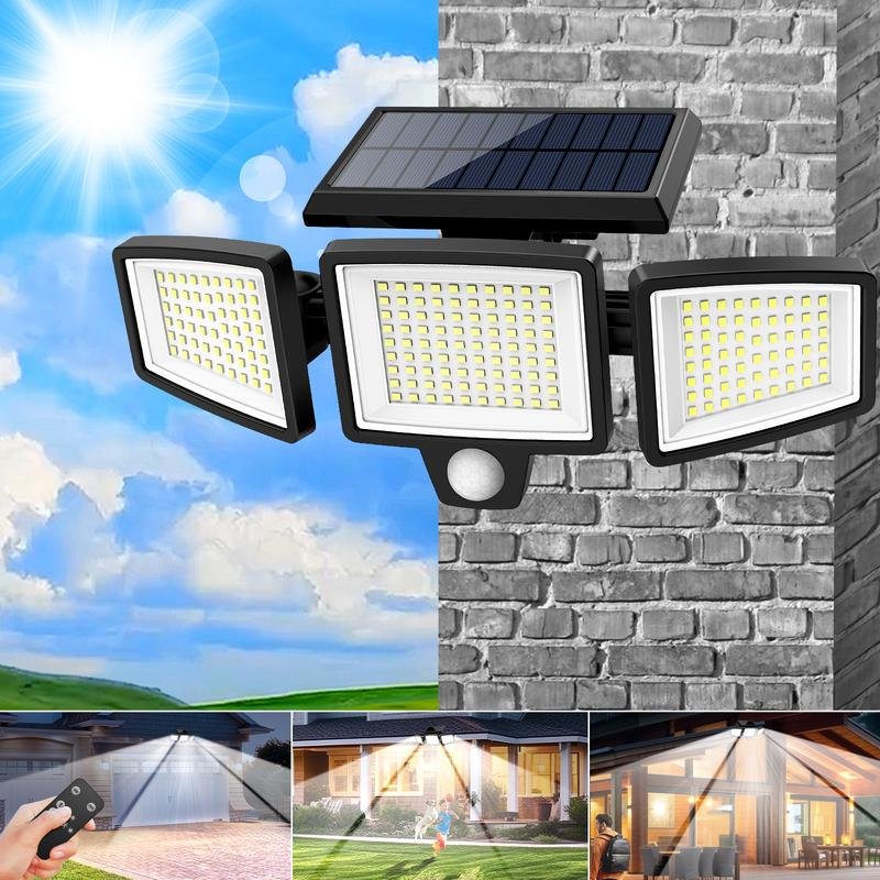 Tuffenough Solar Outdoor Security Light | 2500LM 210LED 3-Head Adjustable – IP65 Waterproof, 3 Modes, Ideal for Yard, Driveway, Shed & Farm