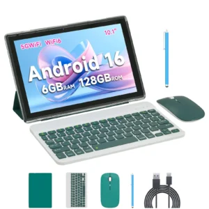 PEICHENG Android 16.0 Tablet 10.1" 20GB 6+14 RAM 128GB ROM+1TB Expandable,Octa-Core 2.2GHz,WiFi6 5G & Bluetooth 5.0 with Keyboard Mouse Stylus Full Bundle ,Perfect tablets Touchscreen, FathersDayGift TikTokShopSummerSale DealsForYouDays tiktokshopbacktos