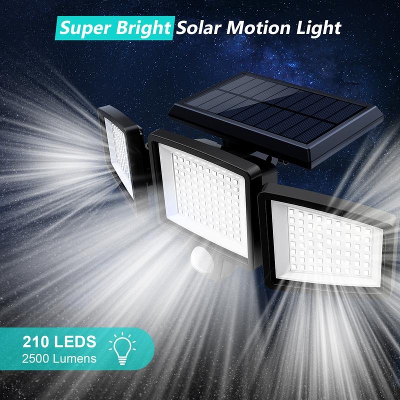 Tuffenough Solar Outdoor Security Light | 2500LM 210LED 3-Head Adjustable – IP65 Waterproof, 3 Modes, Ideal for Yard, Driveway, Shed & Farm - Image 3