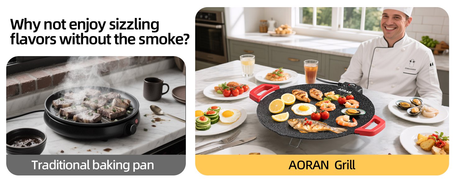 Couple sharing a meal cooked on the AORAN indoor grill