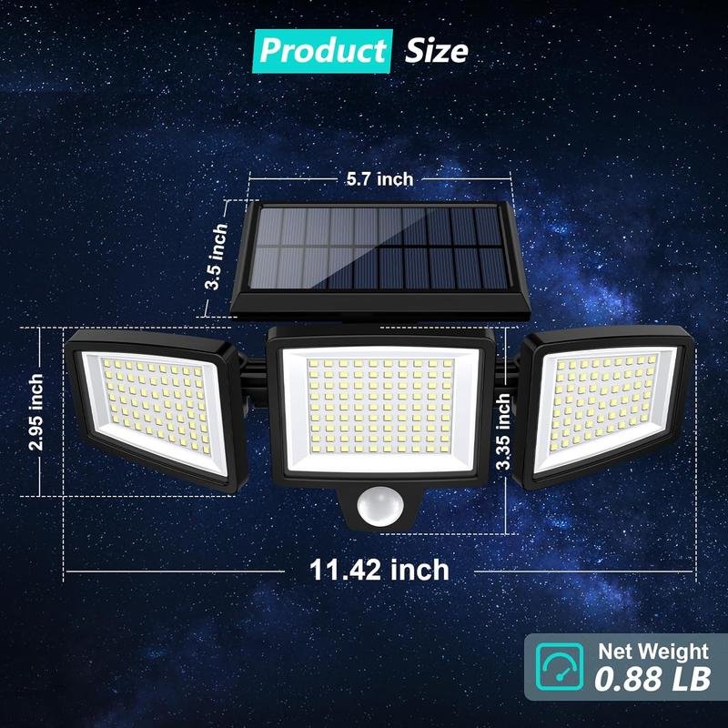 Tuffenough Solar Outdoor Security Light | 2500LM 210LED 3-Head Adjustable – IP65 Waterproof, 3 Modes, Ideal for Yard, Driveway, Shed & Farm - Image 4