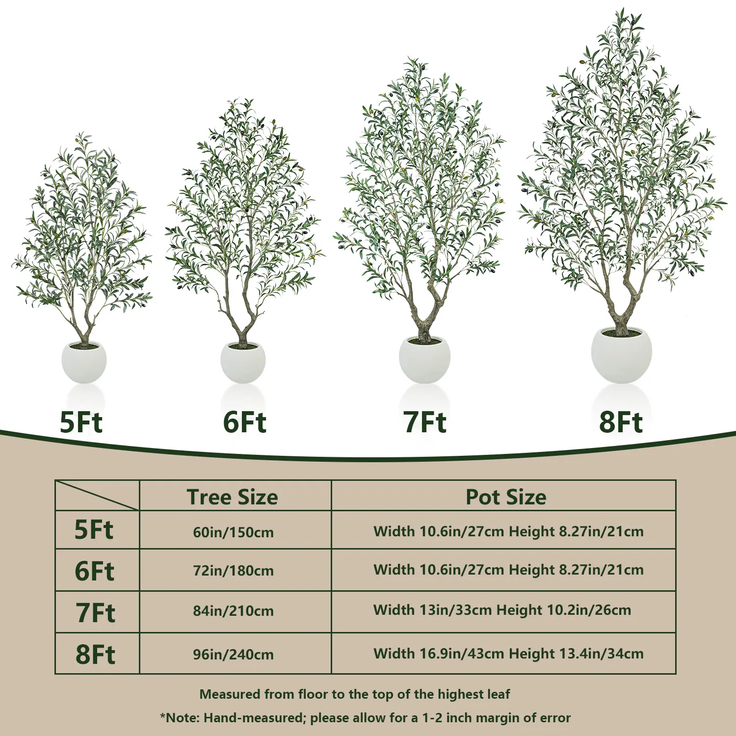 Premium Faux Olive Tree with Thick Natural Trunk (150cm - 240cm Deluxe Plant) - Image 9