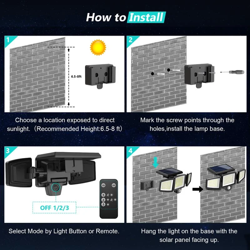 Tuffenough Solar Outdoor Security Light | 2500LM 210LED 3-Head Adjustable – IP65 Waterproof, 3 Modes, Ideal for Yard, Driveway, Shed & Farm - Image 5